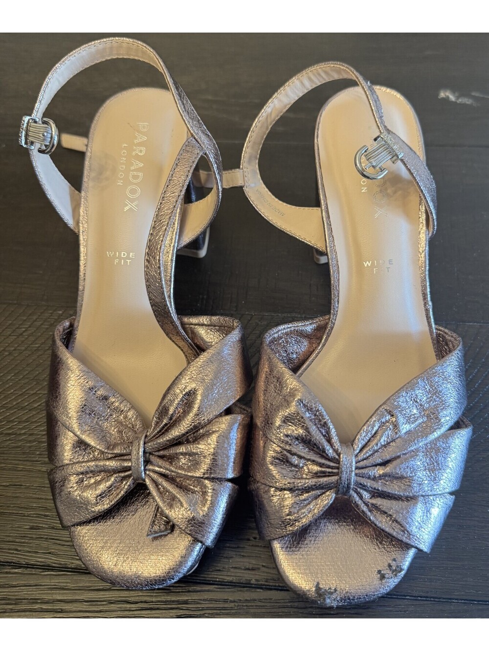 Womens Paradox LONDON Rose Gold Open Toe Chunk Heel Shoes 6.5M